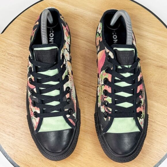 Converse Murrmiku Tropical Flower Print Low Top Sneakers Black Coral Green 7.5 - Picture 4 of 11